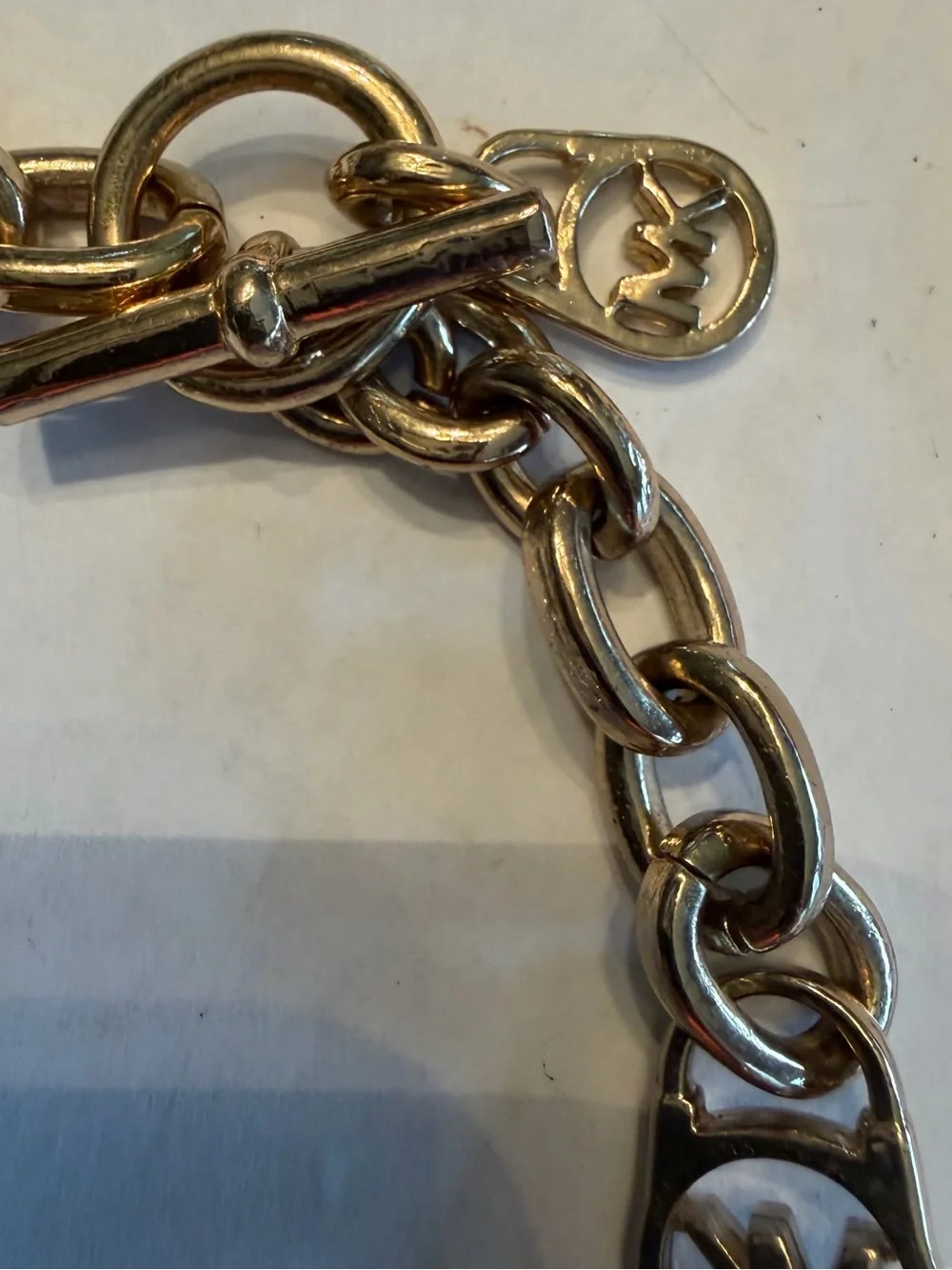 Michael Kors Gold Tone MK Link Necklace
